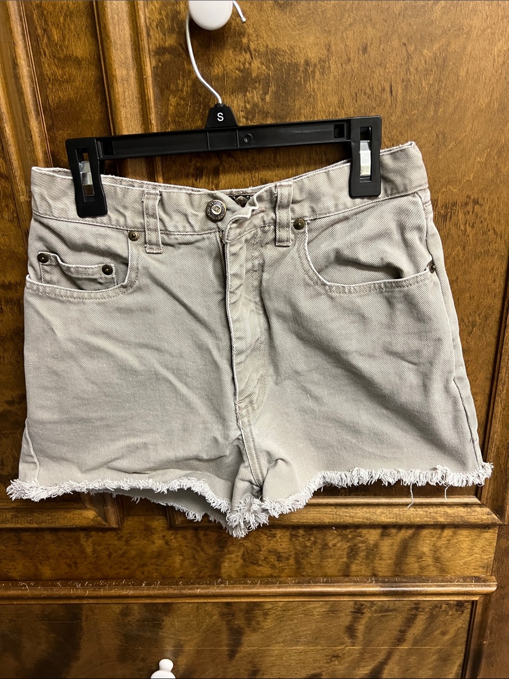 Express Women's Khaki Frayed Hem Jean Shorts